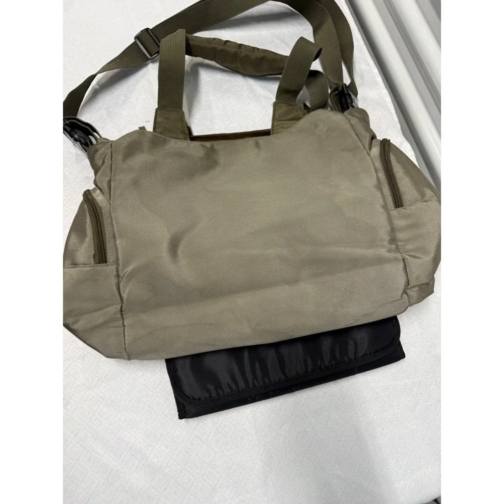 Skip Hop Duo Signature Diaper Bag Olive Green Tote with Changing Pad